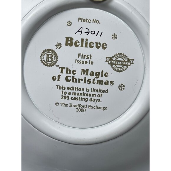 2000 Bradford Exchange The Magic of Christmas BELIEVE 3D Wall Plate Santa Globe - Picture 4 of 4